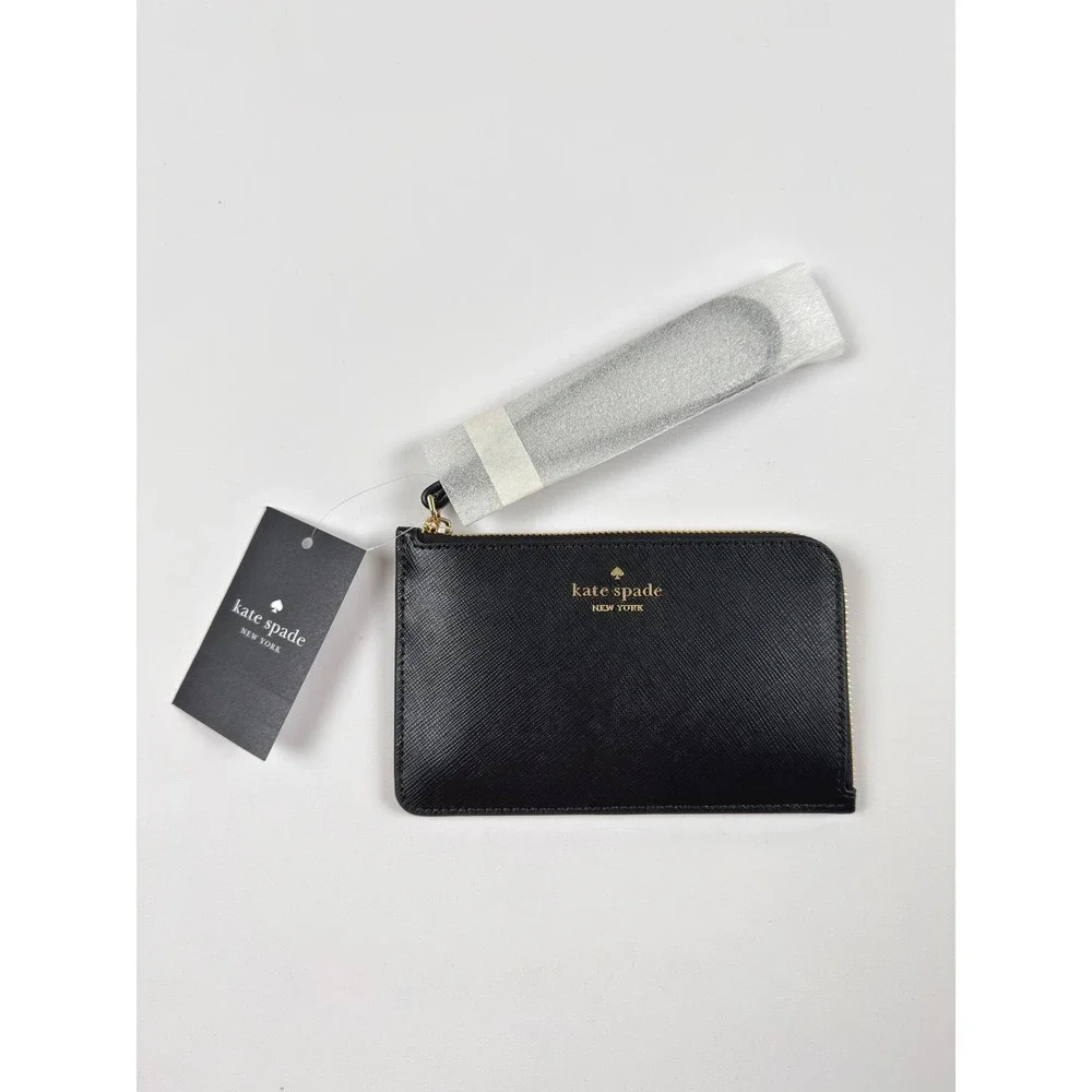 Kate Spade Lucy Small Card Holder Wristlet Black New With Tags